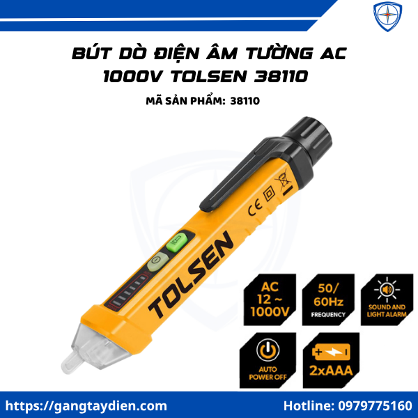 Tolsen 38110, Bút dò điện âm tường AC 1000V Tolsen 38110, bút dò điện âm tường AC, Bút dò điện âm tường AC 1000V Tolsen TOLSEN, bảo hộ điện eco3d, eco3d,