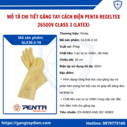 Găng tay cách điện Penta Regeltex 26500V, bao tay cách điện SFE 26500V, găng tay Penta regeltex class 3, găng tay cách điện cao thế 26500V, găng tay cao su cách điện 26500V,